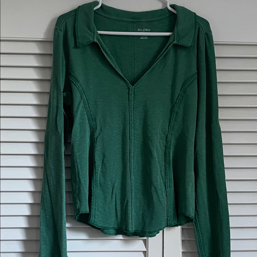 Pilcro Forest Green Long Sleeve Tee